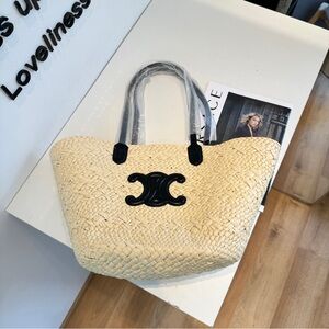 Celine 50X 28X 25cm straw tote bag